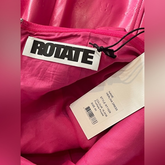 Rotate Herlina Mini Dress Size 8‎ Fuchsia Faux Leather Square Neck NWT - Picture 11 of 16